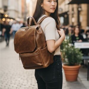 Brown Leather Backpack